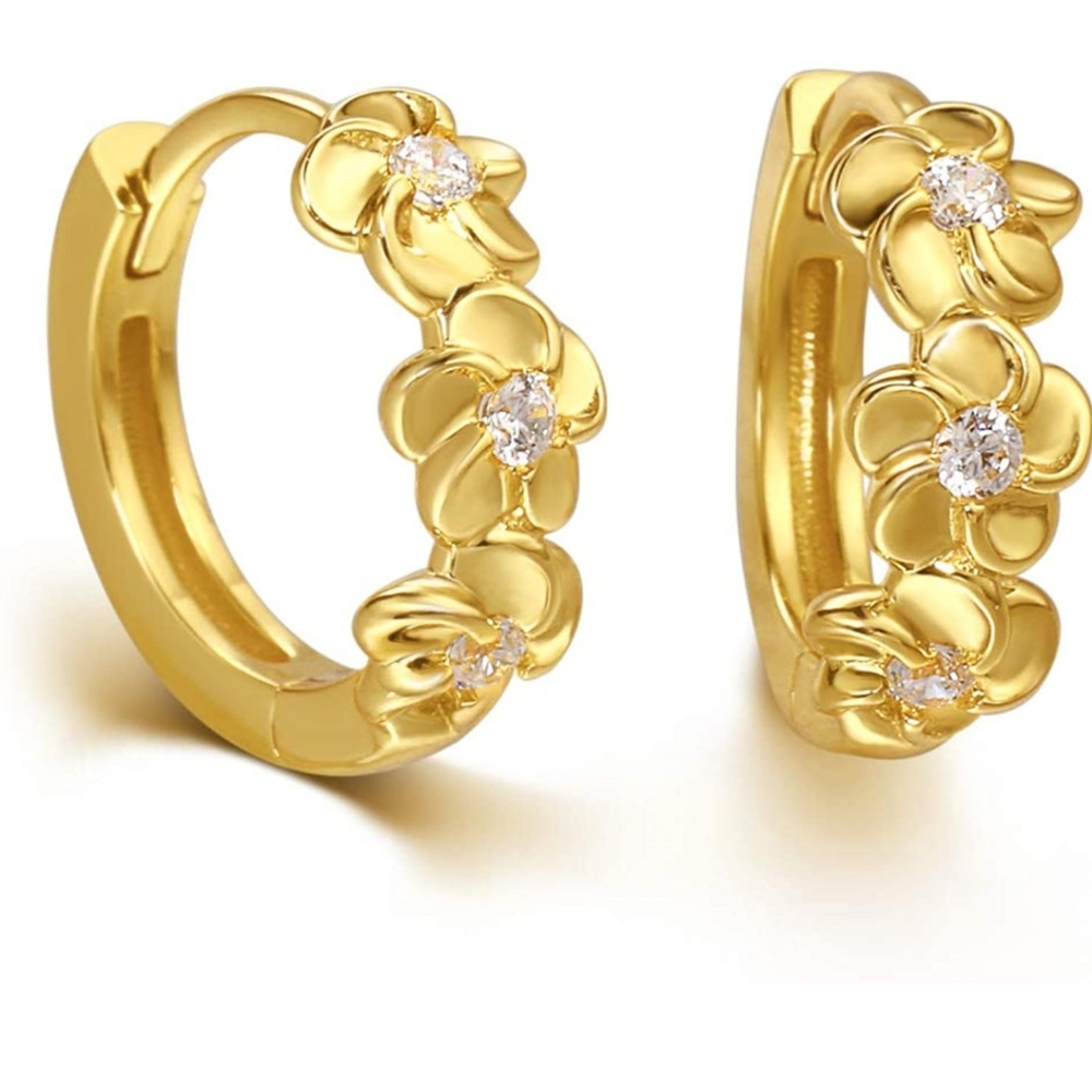 14k gold Hoop Earrings for Women Flower Earrings